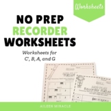No Prep C'BAG Recorder Worksheets