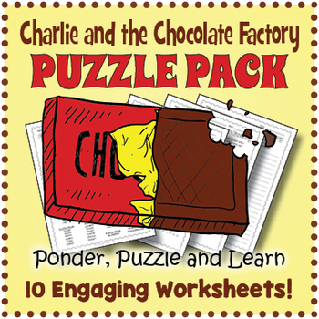 Preview of No Prep Charlie & the Chocolate Factory Activities - Puzzle Worksheet Pack