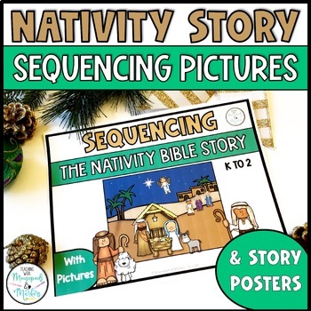 Preview of No Prep Christmas Bible Nativity Story Sequencing with Coloring Pictures