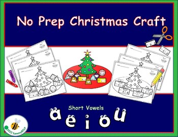 Preview of No Prep Christmas Craft (short vowels in CVC words, word work)