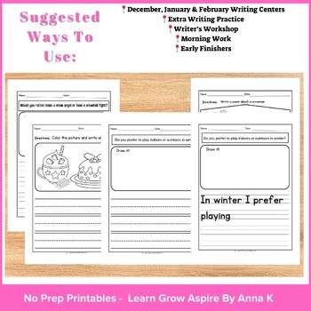 No Prep Christmas & December Writing Prompts Activities For Grades 2& 3