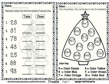 No Prep Christmas Math Common Core MAFS Freebie by First and Fun