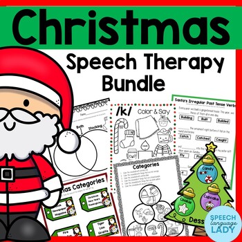 Preview of No Prep Christmas Speech Therapy BUNDLE