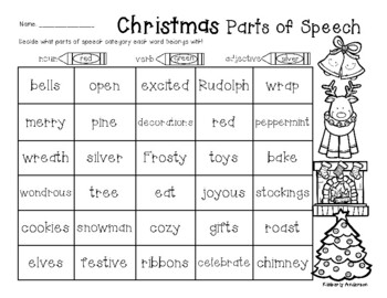 No-Prep Christmas / Winter: Nouns, Adjectives, Verbs | TPT