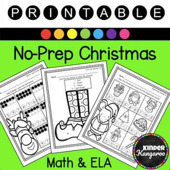 Preview of No-Prep Christmas/Winter Review Worksheets--ELA & Math