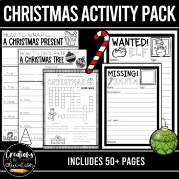 Christmas Writing Activities Booklet by Creations in Education | TPT