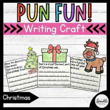 Preview of No Prep Christmas Writing Prompts Craft | Christmas Writing Craftivity | Pun Fun