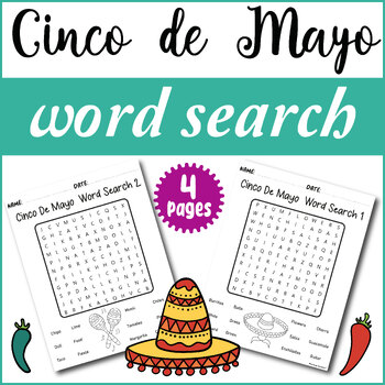 Preview of No Prep Cinco De Mayo Word Search Puzzle Worksheet-May Word Find Early Finisher