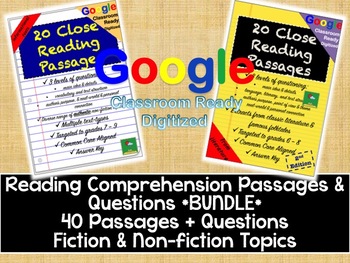 Preview of Reading Comprehension Passages and Questions BUNDLE | Distance Learning | Google