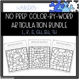 No Prep Color-By-Word Articulation Winter Themed Bundle
