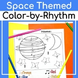 No Prep | Color-by-Rhythm Space-Themed Worksheets | Early 