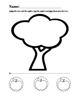 No Prep Colour, Cut & Paste Fall Apple Activity By Cynthia Yee 