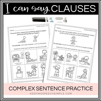 Preview of No Prep Complex Sentences Worksheets for Subordinate Clauses
