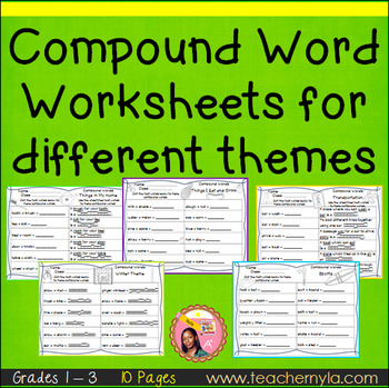 Preview of Compound Words Worksheets for different themes - no-prep
