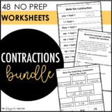 No Prep Contractions Worksheets Activities Bundle