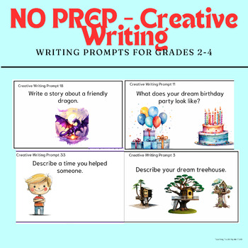 Preview of No-Prep Creative Writing Prompts for Grades 2-4