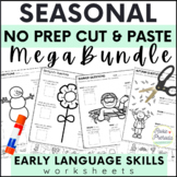 Seasonal No Prep Speech Therapy Cut and Paste Activities M