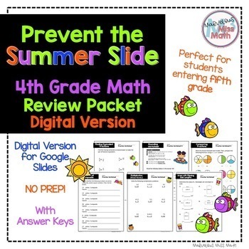 Preview of No Prep DIGITAL Fourth Grade Math Skills Review- Prevent the Summer Slide