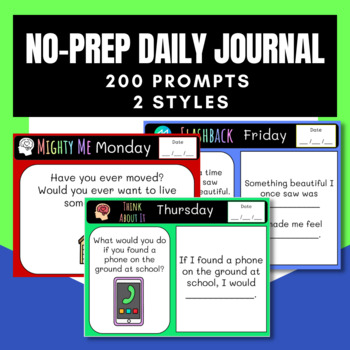 Preview of No-Prep Daily Journal | 200 Prompts | Daily Themes