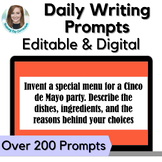 Middle School ELA Daily Journal Creative Writing Prompts B