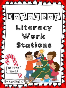 Preview of No Prep December Literacy Work Stations and Word Wall Words