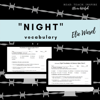 Preview of No Prep, Differentiated "Night" by Elie Wiesel Vocabulary