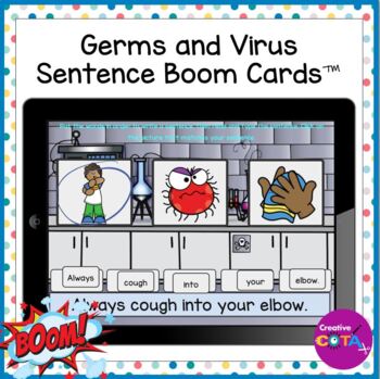 Preview of Occupational Therapy Germs Scrambled Build a Sentence Digital Boom Cards™