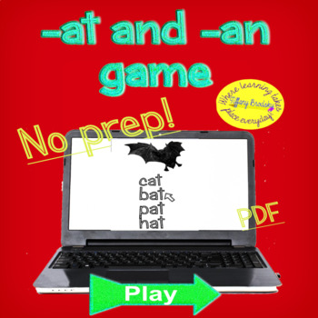 Preview of No Prep Endless Reading and Matching at and an Word Family Vocabulary Words Game