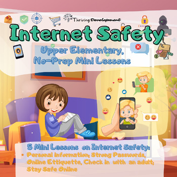 Preview of No-Prep Digital Internet Safety Mini-Lessons: Private Info, Passwords, & more