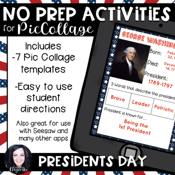 Preview of No Prep Digital Presidents Day Acivities for Pic Collage
