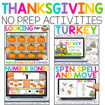Preview of No Prep Digital Thanksgiving Activities BUNDLE