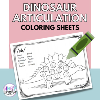 Preview of No Prep Dinosaur Articulation Coloring: All Sounds