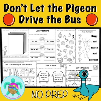 Preview of No Prep Don't Let the Pigeon Drive the Bus Packet