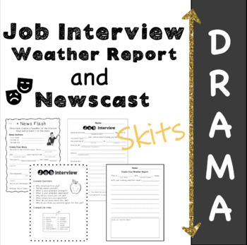 Preview of No-Prep Drama Activity Bundle  (guided skit writing templates)