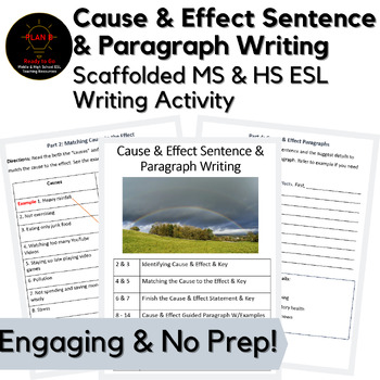 Preview of No Prep ESL Cause & Effect Writing Activities for Middle & High School ESL