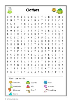 clothes vocabulary worksheet teaching resources tpt