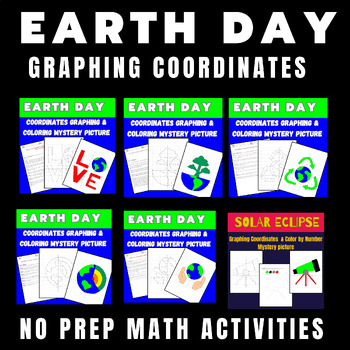 Preview of No Prep Earth Day Mega Bundle  Graphing Coordinates Mystery Pictures + Free Gift