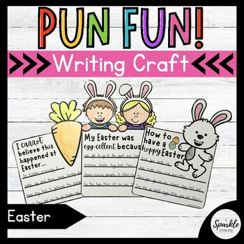 Preview of No Prep Easter Writing Prompts Craft | Easter Writing Craftivity | Pun Fun!