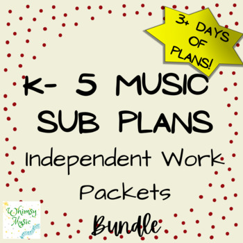 Preview of No Prep Elementary Music K-5 Sub Plans BUNDLE: For Non Music Subs