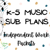 No Prep Elementary Music Sub Plans: Independent Work Packe