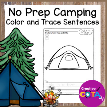 Preview of Camping Coloring Pages No Prep End of Year, Summer or Back to School Writing