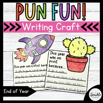 Preview of No Prep End-of-Year Writing Prompts Craft | End-of-Year Pun Writing Craftivity