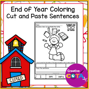 Preview of End of Year Coloring Pages & Sentence Writing Worksheets Occupational Therapy