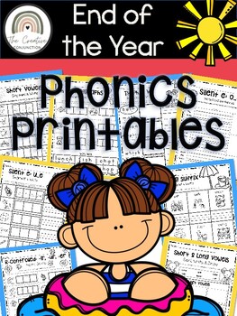 Preview of No-Prep End of the Year Phonics Printables | 1st & 2nd Summer Word Work Packet