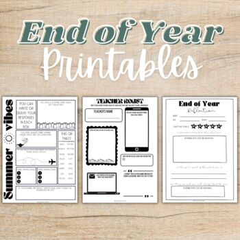 Preview of No Prep-- End of the Year Printable Activities for High + Middle School