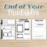 No Prep-- End of the Year Printable Activities for High + 