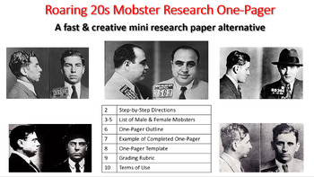 Preview of No Prep Engaging Roaring '20s Mobsters One-Pager Middle & High School ESL