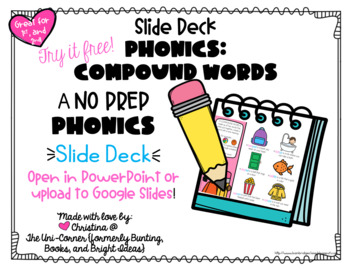 Preview of No Prep FREE! Compound Words Digital Resource | Google Slides Compatible
