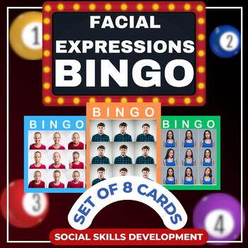 Preview of No Prep Facial Expressions Bingo - Social Skills, Speech Therapy, Pragmatics