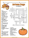 No Prep Fall Activity - Autumn Days Crossword Puzzle Works